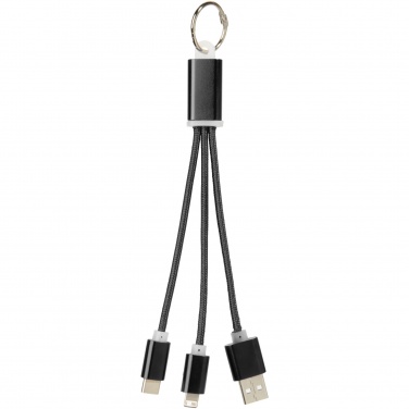 Logotrade profilprodukter bild: Metal 3-i-1 laddningskabel med nyckelring