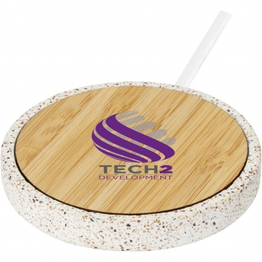 Logotrade reklamprodukter bild: Terrazzo 10 W trådlös laddningsplatta i bambu