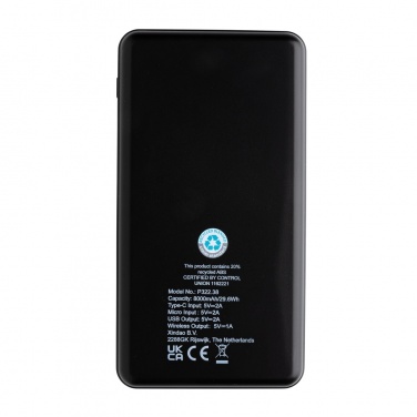 Logotrade reklamprodukter bild: 8.000 mAh powerbank m. trådlös laddning RCS plast