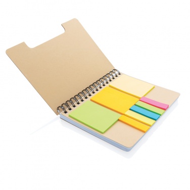 Logotrade kampanjprodukter bild: A5 Kraft spiralbunden anteckningsbok med sticky notes