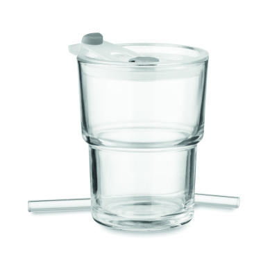 Logotrade presentreklam bild: Glasmugg med sugrör 400ml