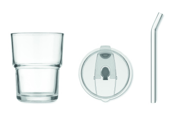 Logotrade kampanjprodukter bild: Glasmugg med sugrör 400ml