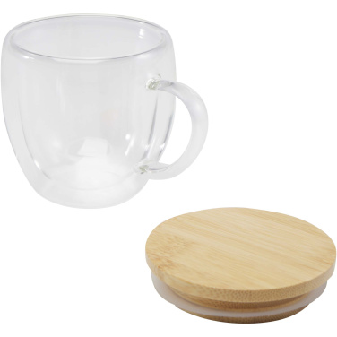 Logotrade presentreklam bild: Lenora 250 ml glasmugg med bambulock