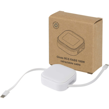 Logotrade reklamprodukter bild: Gloas 5-i-1 utdragbar datasynkroniseringskabel och 100 W snabbladdningskabel av återvunnet material med verktygssats för smartphone