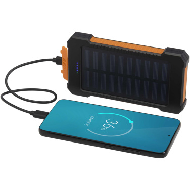 Logotrade presentreklam bild: Altair 5 000 mAh 10 W robust solcellsbank av återvunnen plast med inbyggd ficklampa