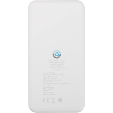 Logotrade presentreklam bild: Intan 10 000 mAh 10 W powerbank av återvunnen plast